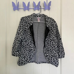 EUC |‎ Justice girl’s gray leopard print sequined blazer jacket — size 8